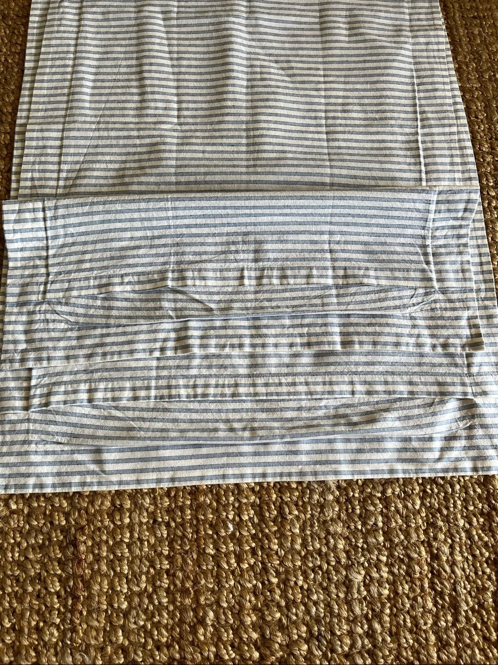 Pottery Barn Linen blend Blue &  White Striped Pillow Shams Standard Sz